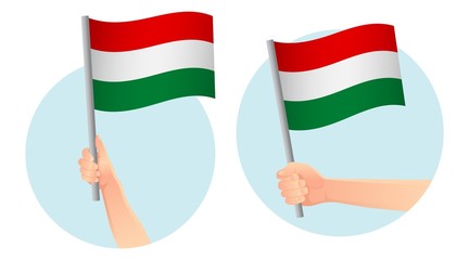 Hungary flag in hand icon