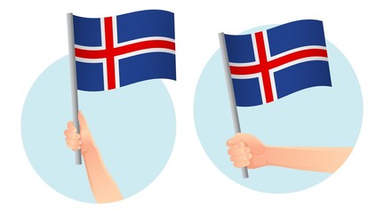 Iceland flag in hand icon