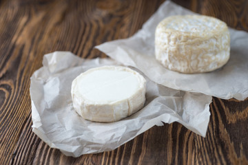 Two Soft french cheese of camembert and other types