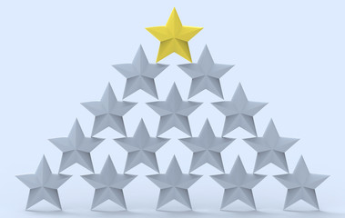 stand out from the crowd and leadership creative idea concepts one yellow star standing on top of....