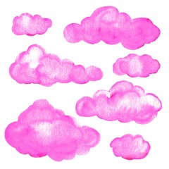 illustration of a set of pink clouds