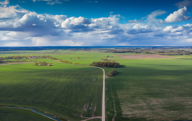 Cloudy day in latvian countryside.