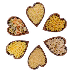 Variety of dry pasta