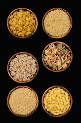 Variety of dry pasta