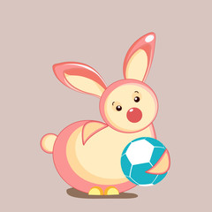 Stylish rabbit with a ball.