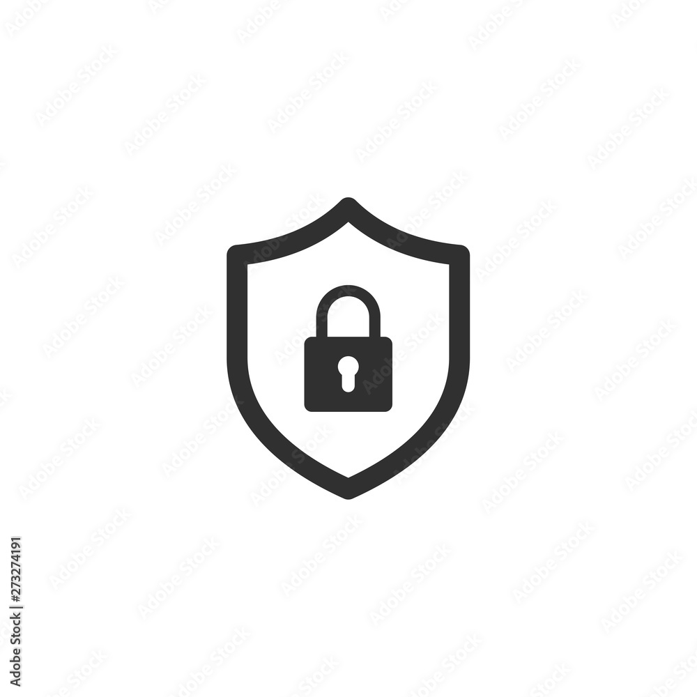 Poster security line icon vector illustration. protect scurity symbol. shield logo design template