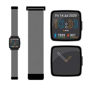 Smart Fitness Tracker Watch with milanese loop chain strap