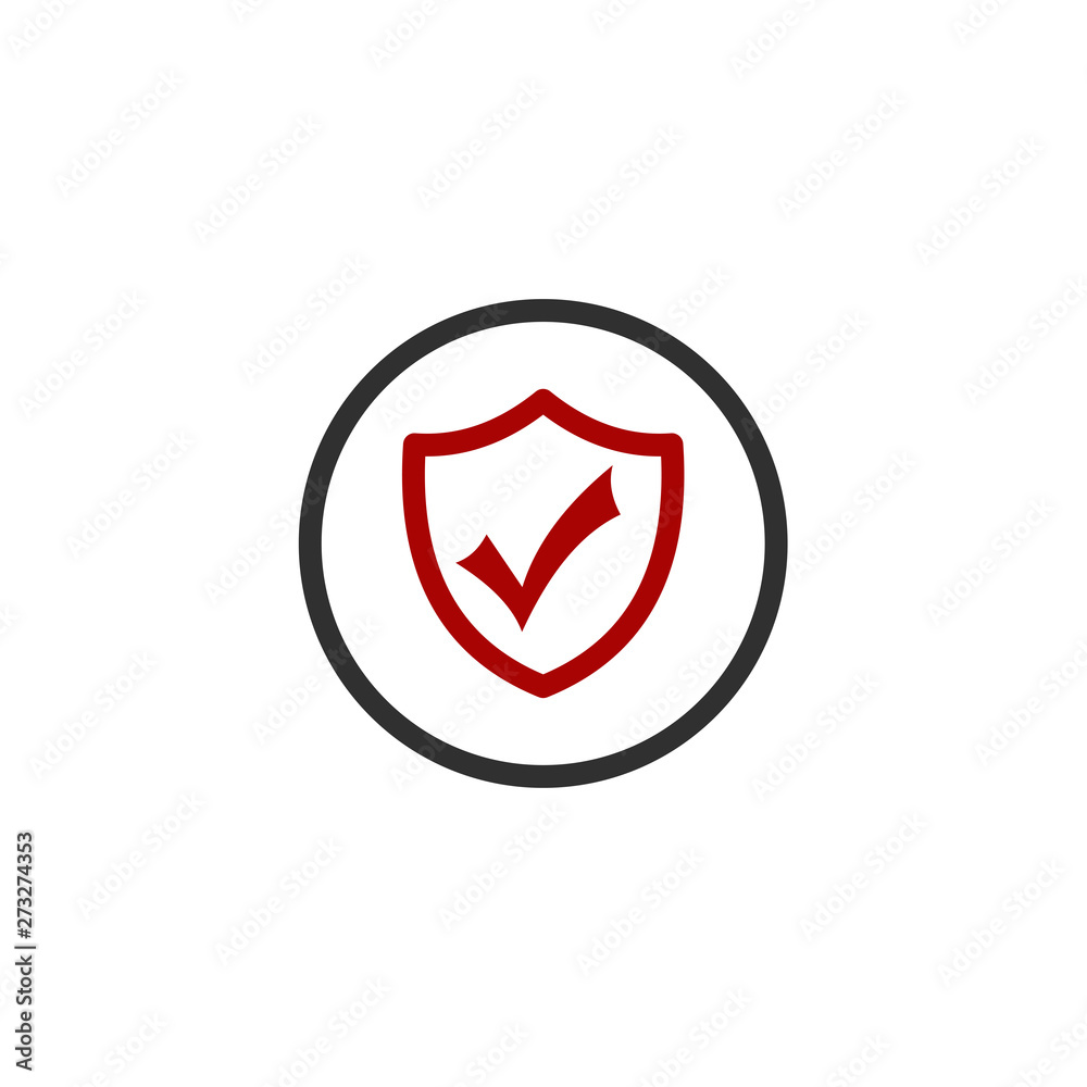 Aufkleber security with check mark icon vector illustration. protect scurity symbol. shield logo design templa