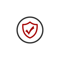 Security with check mark icon vector illustration. Protect scurity symbol. Shield logo design template