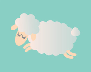Cute sheep. pastel vector illustration on turquoise background