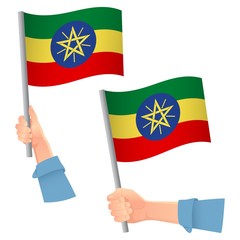 Ethiopia flag in hand icon