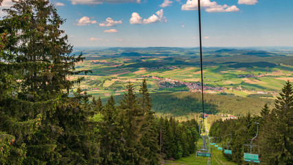 Beautiful view with chairlift at Hohenbogen summit - Bavarian forest - Bavaria - Germany