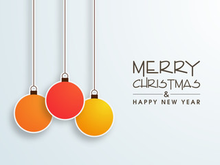 Merry Christmas and Happy New Year celebration with hanging ball.
