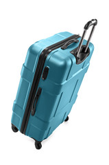 Classic plastic turquoise luggage suitcase for abroad travel