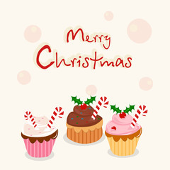 Merry Christmas celebration concept with cup cakes.