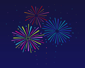 Fototapeta na wymiar Bright festive fireworks. Festive background. Vector illustration. Flat design. EPS 10.