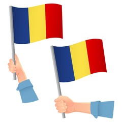 Romania flag in hand icon