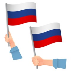 russia flag in hand icon