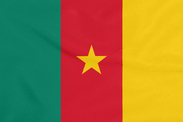 Flag of Cameroon on textured fabric. Patriotic symbol