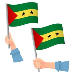 Sao Tome and Principe flag in hand icon