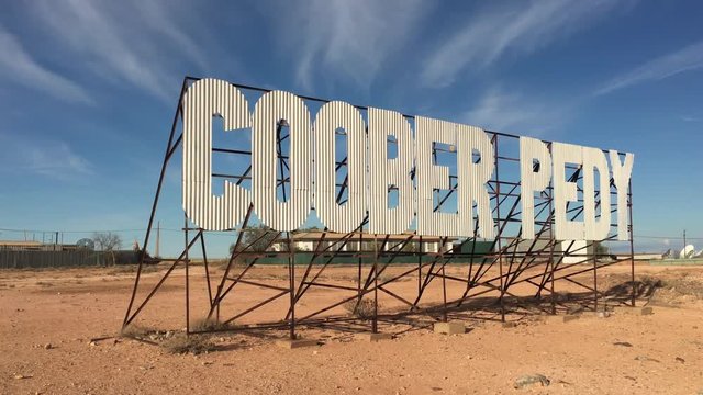 The road sign of Coober Pedy town in South Australia that supplying most of the world's gem-quality opal.
