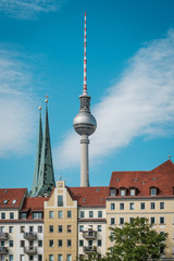 tv tower / Fernsehturm, most famous landmark in Berlin, Germany -
