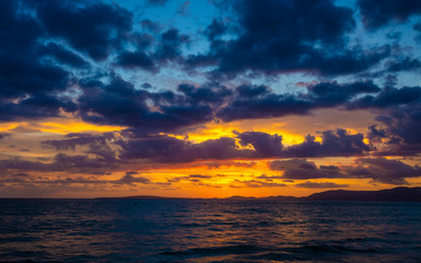 Sunset over sea in Mallorca Spain