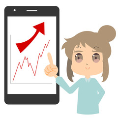 株価が上がって嬉しい女性