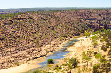 In summer there is not much flow in the Murchison River- Kalbarri, WA, Australia