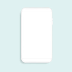 White smartphone vector mockup. Trendy clay mobile phone template for design app.