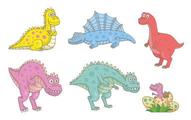 Set of Dinosaurs. isolated on white background