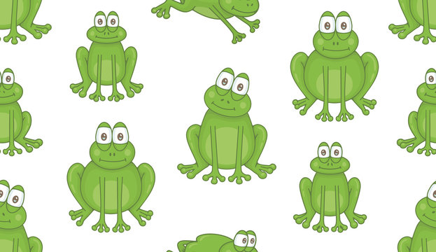 Seamless Pattern with Frogs. isolated on white background