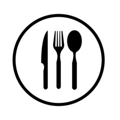 Plate icon, fork and spoon vector icon. Plate, fork and spoon illustration symbol.