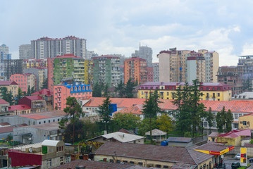 Rooftops of buildings in Batumi, luxurious real estate in Georgi