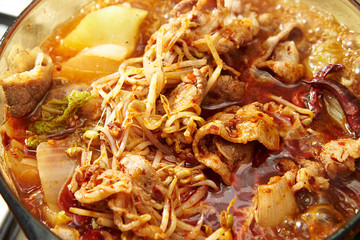 Korean kimchi and pork hot pot 