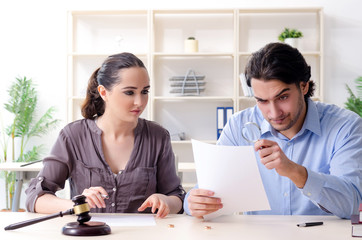 Young family in marriage divorce concept 