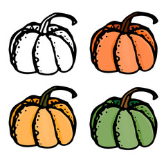 pumpkin vector set isolated on white background
