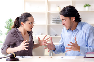 Young family in marriage divorce concept 