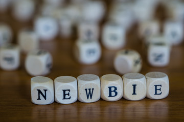 Newbie written with wooden cubes