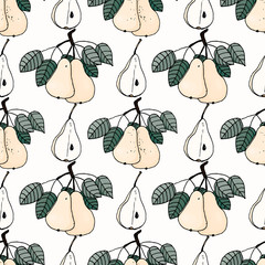 vector seamless autumn pattern with pears