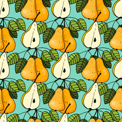 vector seamless autumn pattern with pears