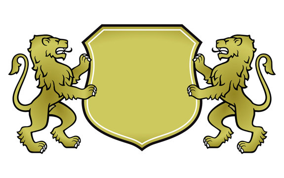 zwein l&ouml;wen halten ein Wappen