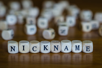 Nickname written with wooden cube