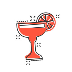 Alcohol cocktail icon in comic style. Drink glass vector cartoon illustration on white isolated background. Martini liquid business concept splash effect.