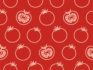 Seamless pattern of tomato. Vector illustration.