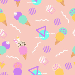 Colorful ice cream, in a seamless pattern design