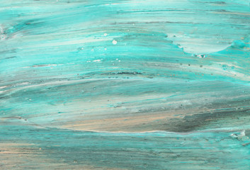 photography of abstract marbleized effect background. Blue, mint and white creative colors. Beautiful paint