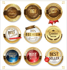 White and gold badges luxury vector collection 