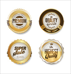 White and gold badges luxury vector collection 