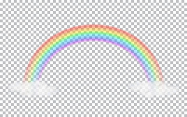 Colored transparent rainbow. Vector illustration. Symbol of good luck and right path. Colorful weather element. Spectral gradient on the arc. Vector rainbow for overlaying on beautiful landscapes.
